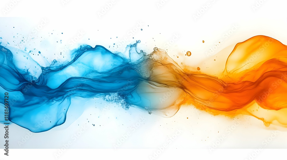 Abstract Blue and Orange Fluid Art Abstract Blue and Orange Fluid Art