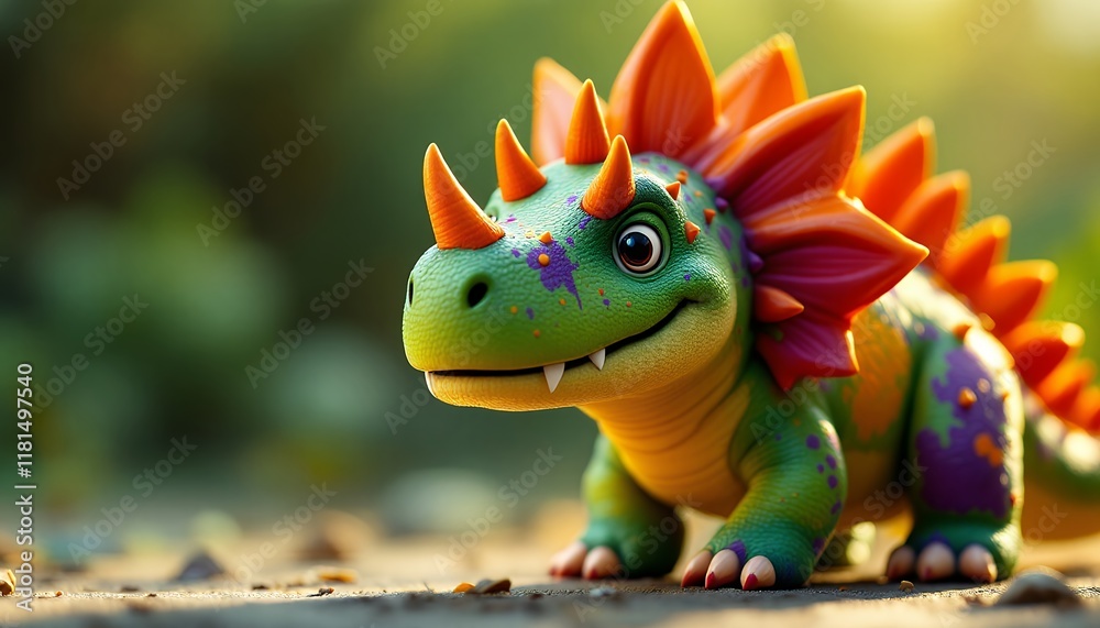 Fototapeta premium Adorable Colorful Dino: A Playful 3D Render