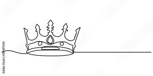 Royal Crown continuous line drawing. Simple king crown outline design concept. Vector illustration, continuous line art drawing of king's crown, Crown in one continuous line drawing. One line poster. 