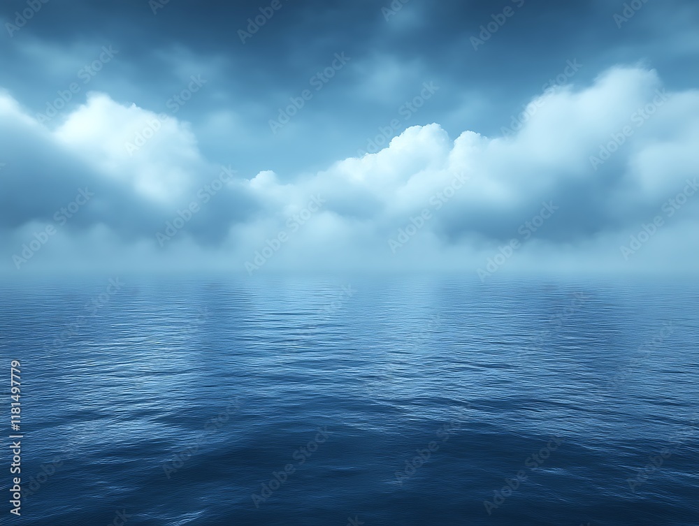 Obraz premium Calm ocean under a cloudy sky.