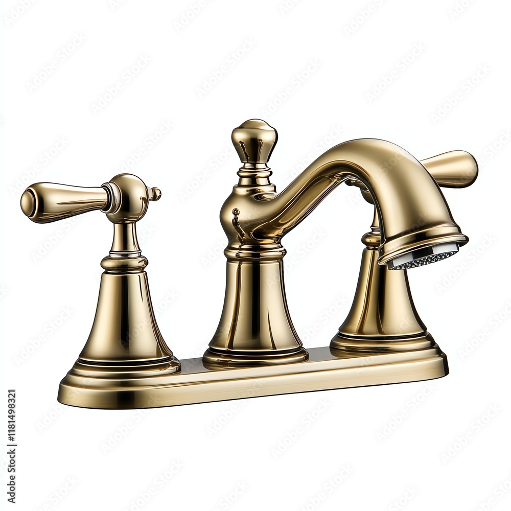 Elegant brass faucet on white isolated background. Elegant brass faucet on white isolated background.