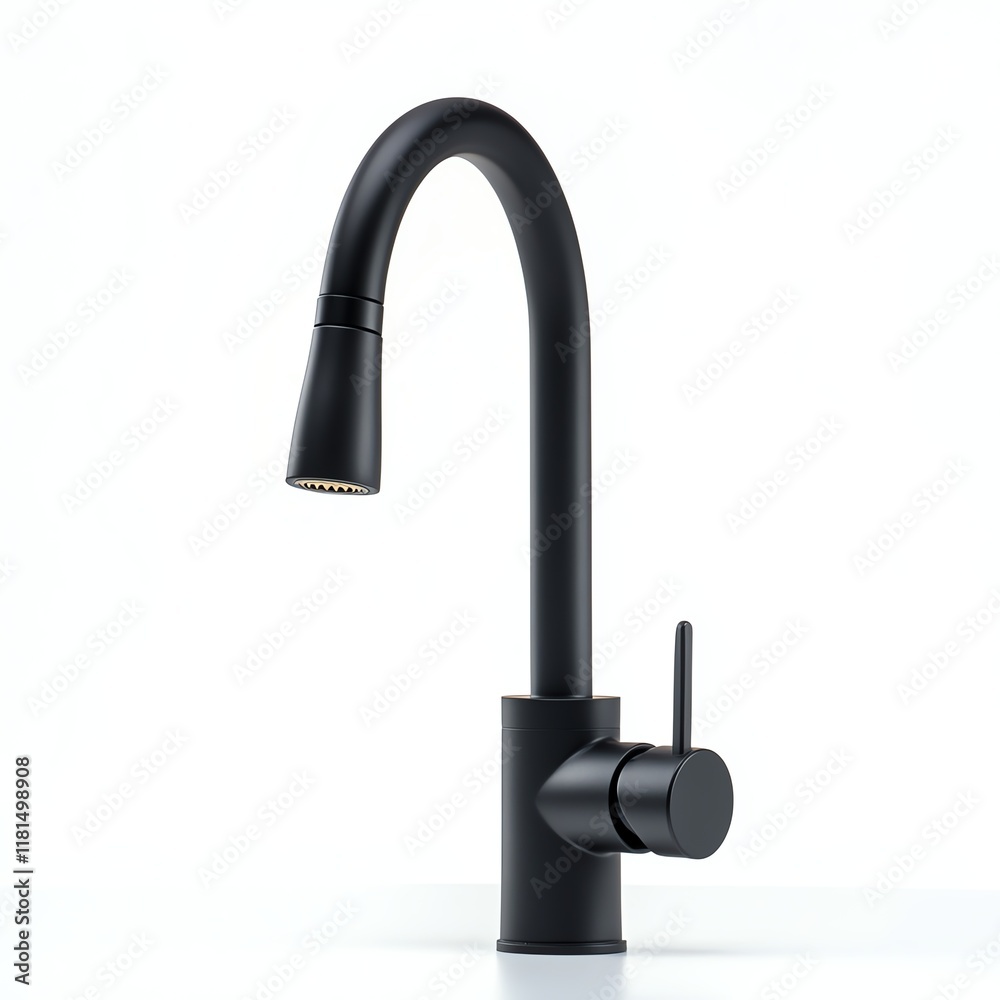 Stylish black kitchen faucet, modern design on a white isolated background. Stylish black kitchen faucet, modern design on a white isolated background.