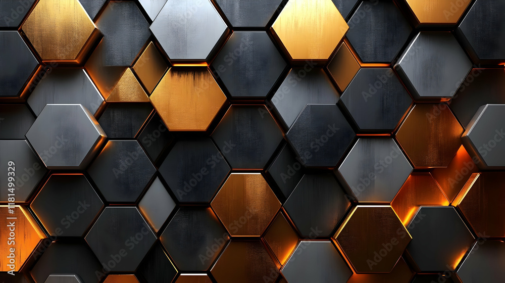 Hexagon Gold Black Abstract Design Hexagon Gold Black Abstract Design