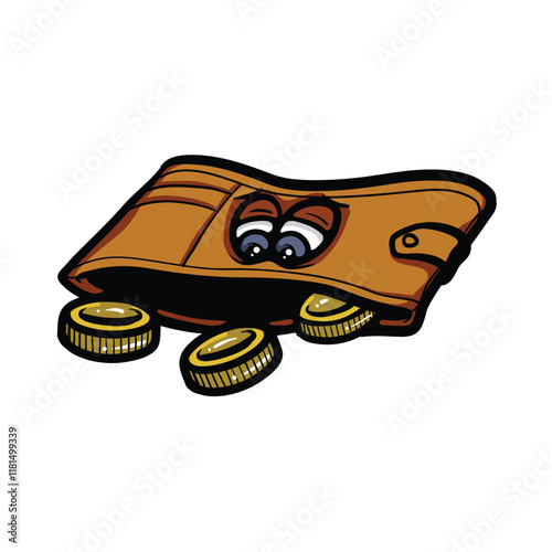 Empty wallet cartoon vector illustration