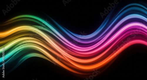 Abstract Spectrum Wave:  A mesmerizing swirl of vibrant, luminous waves in a captivating spectrum of colors dances across a black background.  