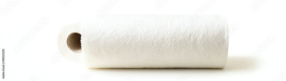 Roll of white paper towels on a clean white background. Roll of white paper towels on a clean white background.