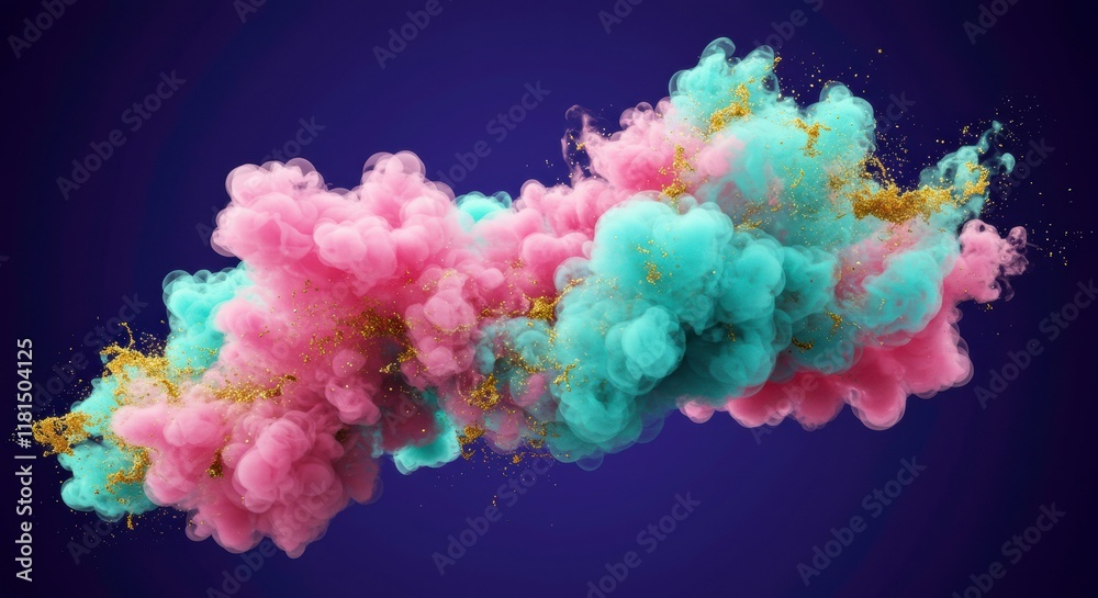 Abstract Burst of Color: A vibrant explosion of pink, turquoise, and gold ink swirls and dances on a deep blue background, capturing the fleeting beauty of motion and transformation. Abstract Burst of Color: A vibrant explosion of pink, turquoise, and gold ink swirls and dances on a deep blue background, capturing the fleeting beauty of motion and transformation.