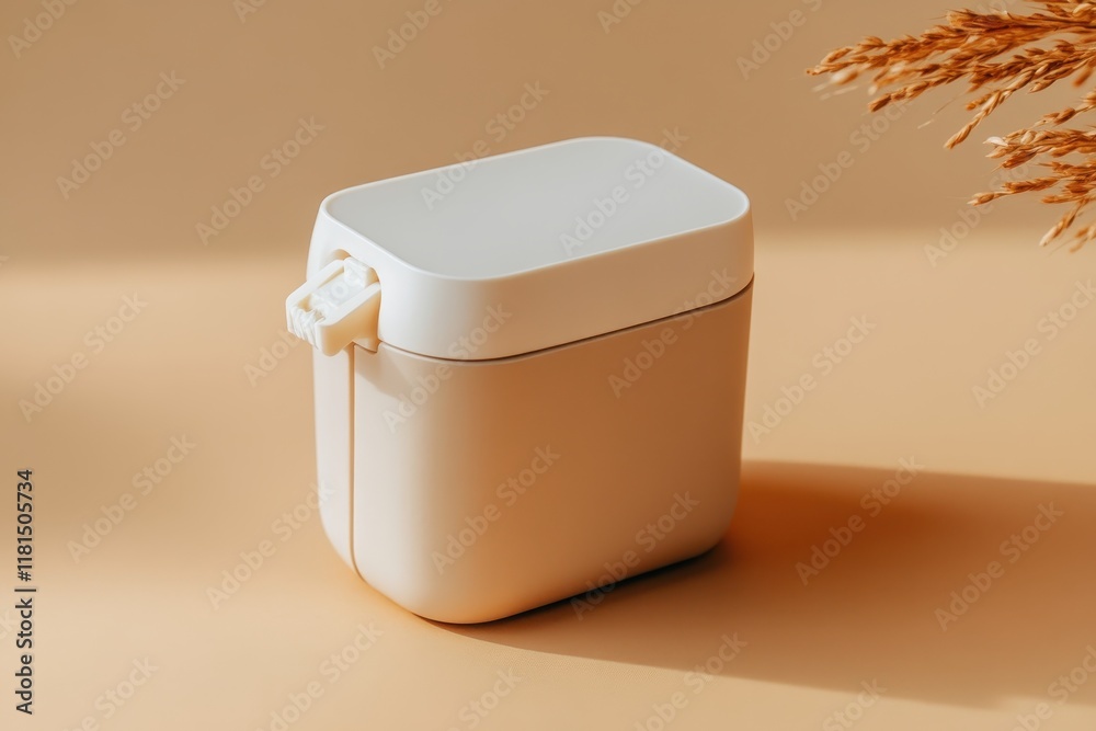 Soft Beige Container with Floss in Daylight Macro Shot Soft Beige Container with Floss in Daylight Macro Shot