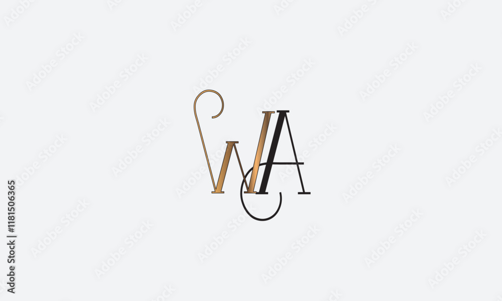 WA, AW , A , W , Abstract Letters Logo Monogram