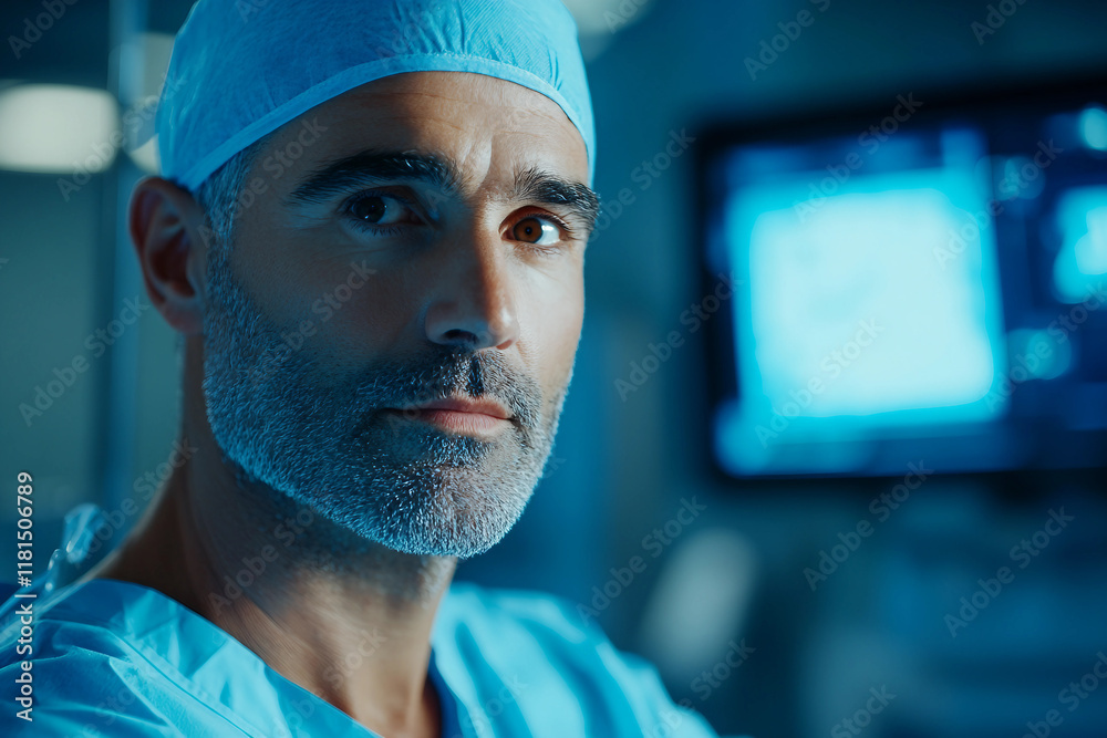 Generative AI image of surgeons performing a medical operation in a high-tech surgical room with advanced medical equipment Generative AI image of surgeons performing a medical operation in a high-tech surgical room with advanced medical equipment