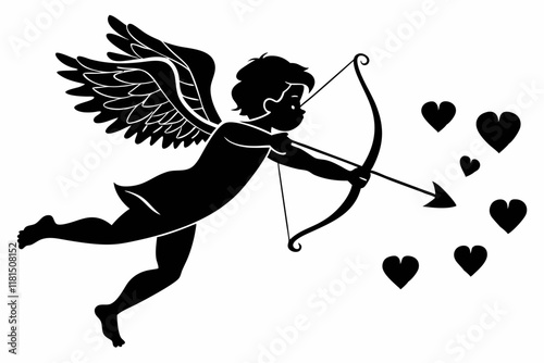 cupid with arrow nad hearts