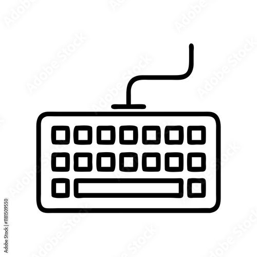 computerkeyboard icon, office line art, office vector - simple black line art icon of computerkeyboard perfect for logos, and office-themed designs.