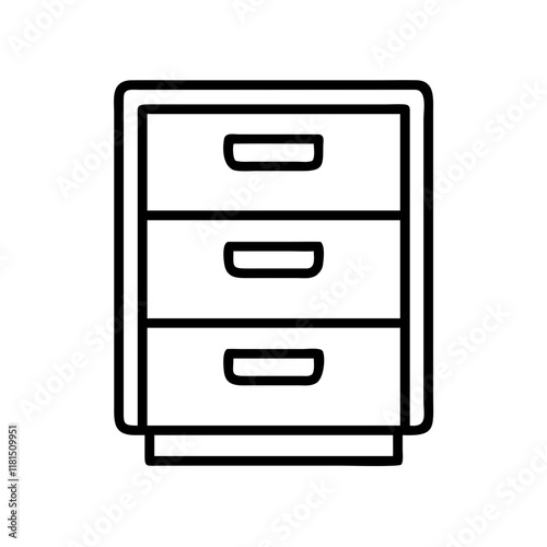 filing cabinet icon, office line art, office vector - simple black line art icon of filing cabinet perfect for logos, and office-themed designs.