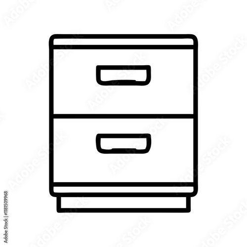 filing cabinet icon, office line art, office vector - simple black line art icon of filing cabinet perfect for logos, and office-themed designs.