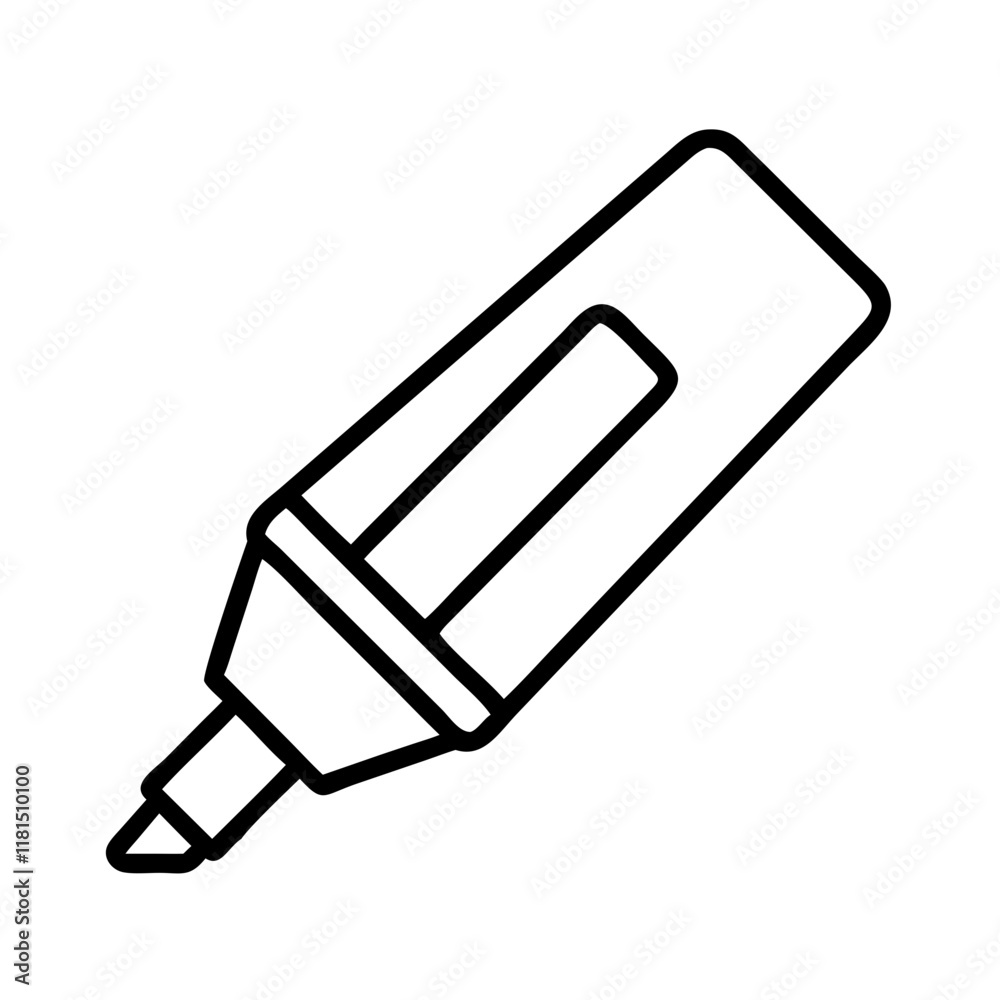 highlighter icon, office line art, office vector - simple black line art icon of highlighter perfect for logos, and office-themed designs. highlighter icon, office line art, office vector - simple black line art icon of highlighter perfect for logos, and office-themed designs.