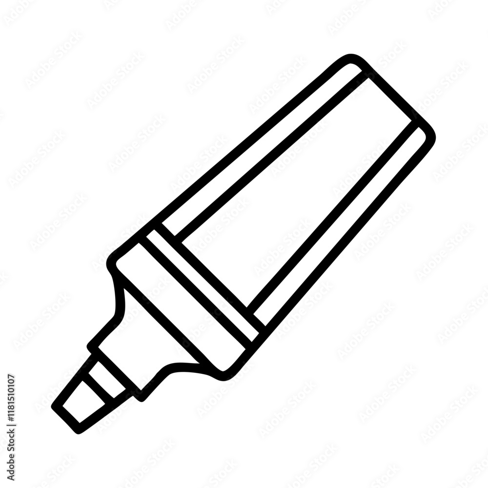highlighter icon, office line art, office vector - simple black line art icon of highlighter perfect for logos, and office-themed designs. highlighter icon, office line art, office vector - simple black line art icon of highlighter perfect for logos, and office-themed designs.