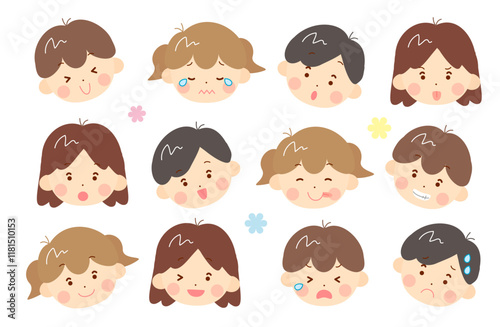男の子と女の子の表情セット