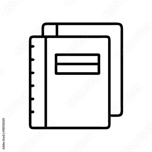 notebooks icon, office line art, office vector - simple black line art icon of notebooks perfect for logos, and office-themed designs.