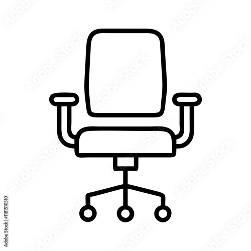 office chair icon, office line art, office vector - simple black line art icon of office chair perfect for logos, and office-themed designs.