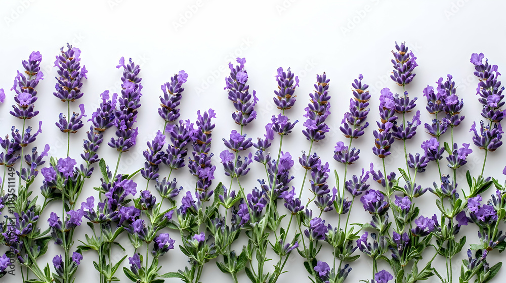 Naklejka premium Purple Lavender Flowers on White Background