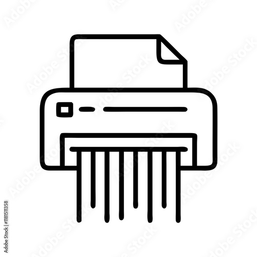 paper shredder icon, office line art, office vector - simple black line art icon of paper shredder perfect for logos, and office-themed designs.