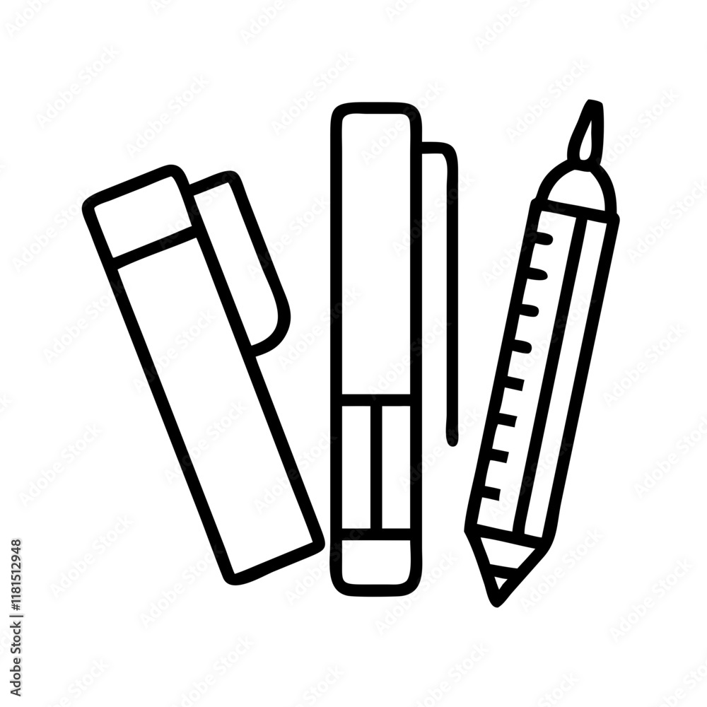 stationery icon, office line art, office vector - simple black line art icon of stationery perfect for logos, and office-themed designs. stationery icon, office line art, office vector - simple black line art icon of stationery perfect for logos, and office-themed designs.