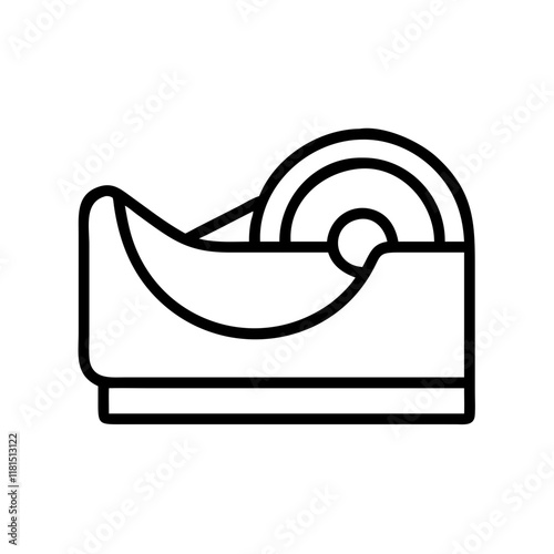 tape dispenser icon, office line art, office vector - simple black line art icon of tape dispenser perfect for logos, and office-themed designs.