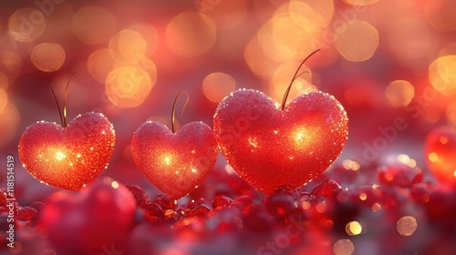 Romantic Valentine’s Day Background with Close-Up of Red Heart and Soft Light