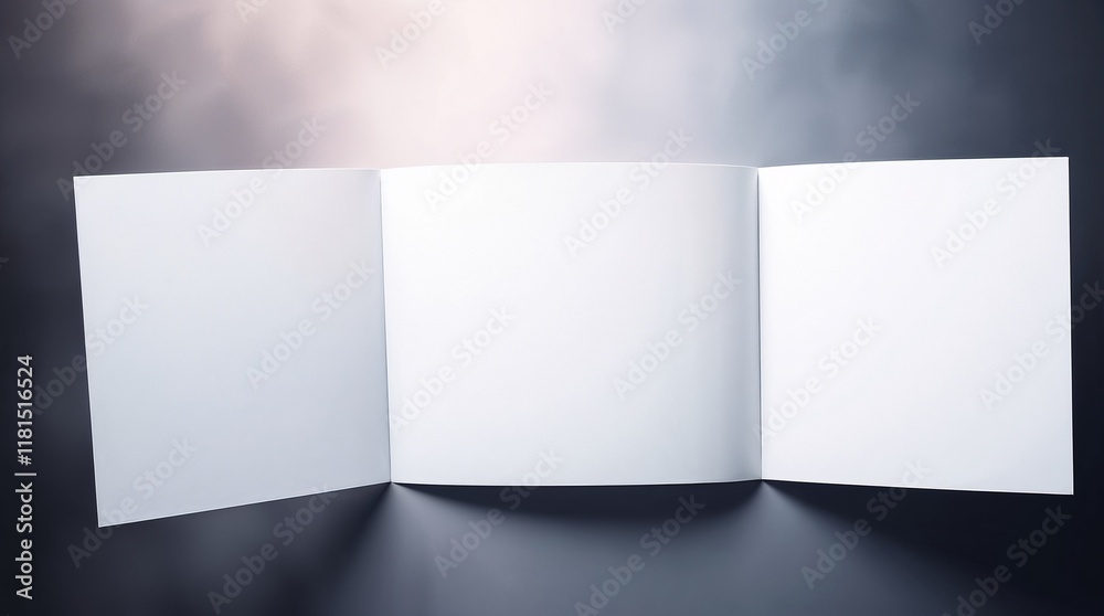 Obraz premium Opened blank tri-fold brochure mockup on white background