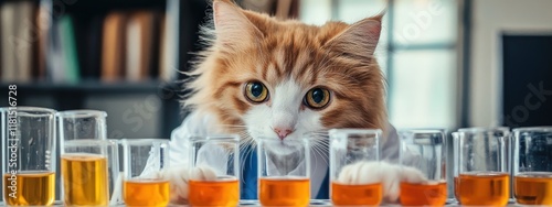 cat student in the laboratory.research