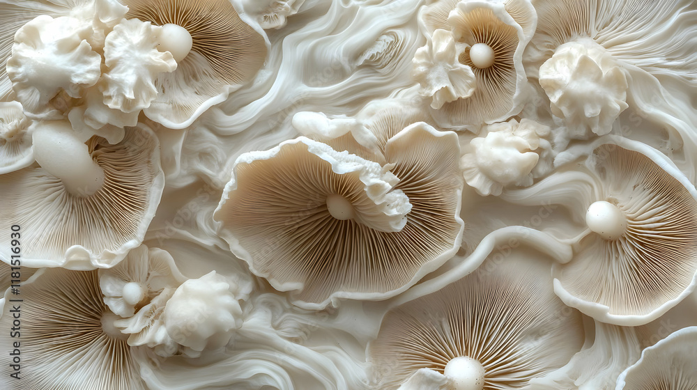 Mushroom Texture, Fungus, Gills, Close-Up, Nature Mushroom Texture, Fungus, Gills, Close-Up, Nature