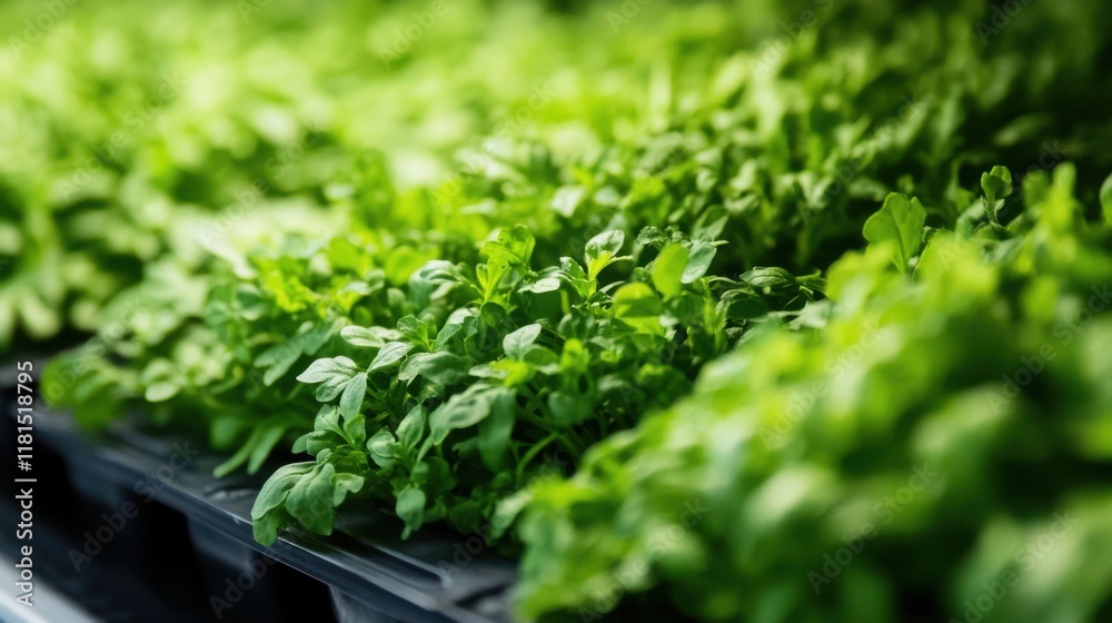 Fresh Green Organic Herbs Growing in Rows Inside a Greenhouse, Capturing the Essence of Sustainable Agriculture and Natural Gardening Practices Fresh Green Organic Herbs Growing in Rows Inside a Greenhouse, Capturing the Essence of Sustainable Agriculture and Natural Gardening Practices