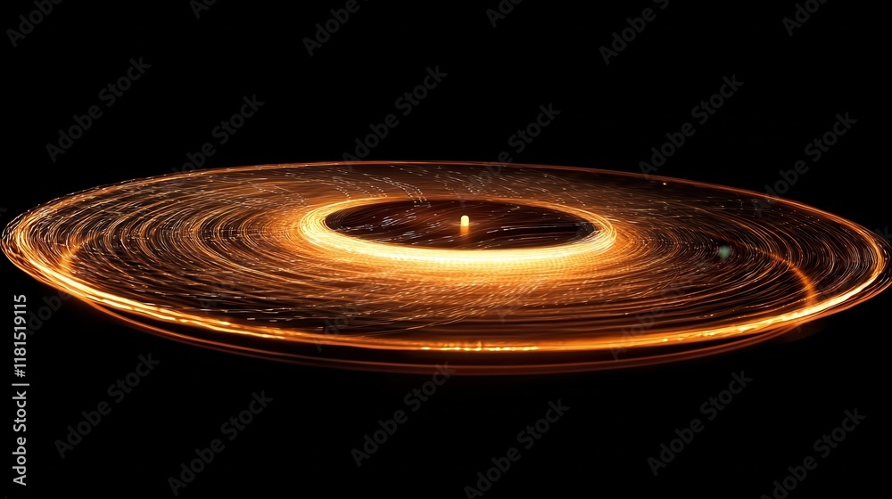 Fototapeta premium Dynamic spinning vinyl record studio photography dark environment close-up view focused movement and sound