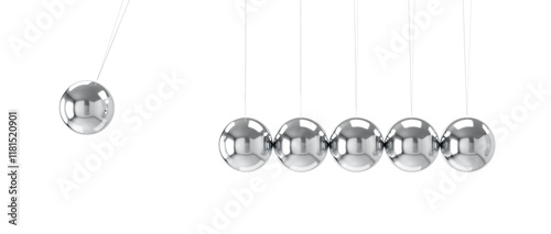 Newton's cradle with balancing balls transparent background