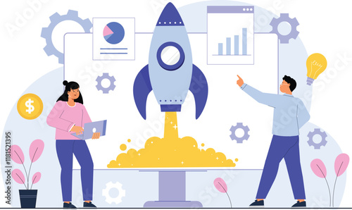 Startup business growth illustration, designed for modern and professional presentations.