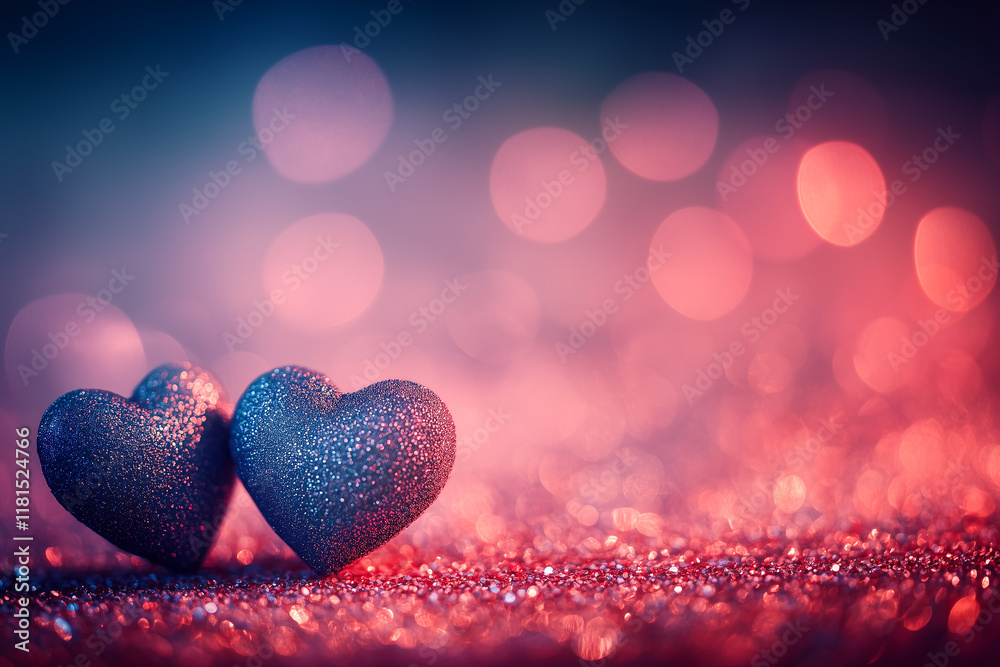 Fototapeta premium Abstract Red Heart Bokeh Background for Valentine's Day Celebration