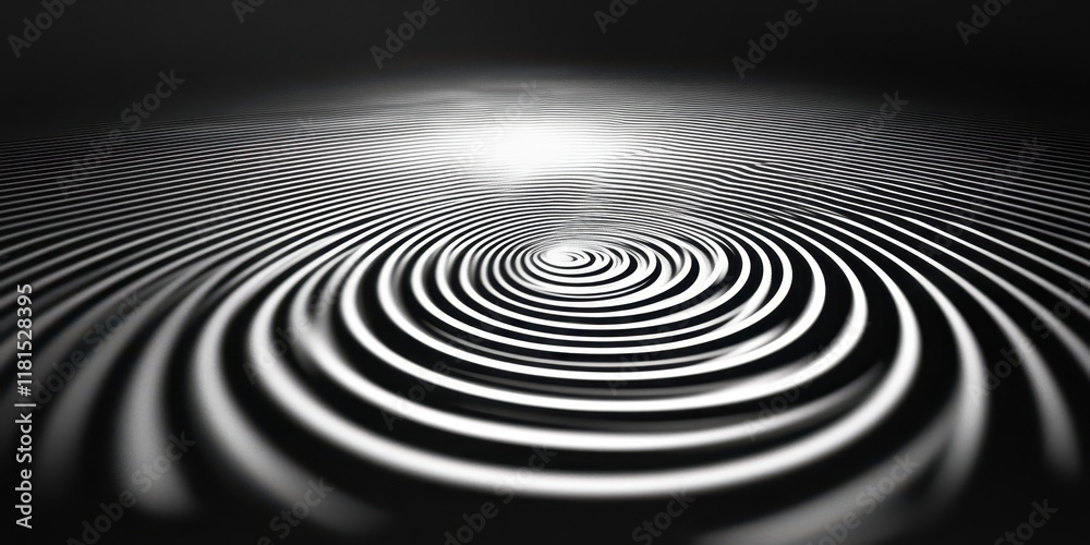 Fototapeta premium Abstract Black and White Concentric Circles Pattern with Dynamic Perspective