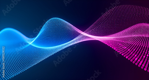 Futuristic Digital Wave of Glowing Particles - Abstract Technology Background