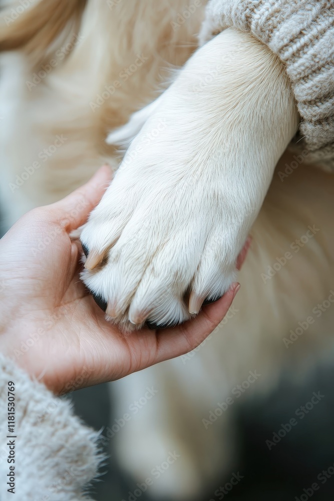 Friendly smart dog giving his paw close up Friendly smart dog giving his paw close up