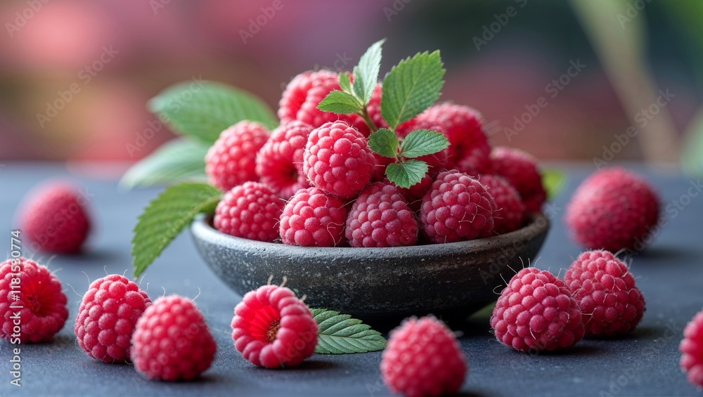 Fresh Raspberries Displayed in a Bowl, Showcasing Their Vibrant Color and Sweet, Tart Flavor Fresh Raspberries Displayed in a Bowl, Showcasing Their Vibrant Color and Sweet, Tart Flavor