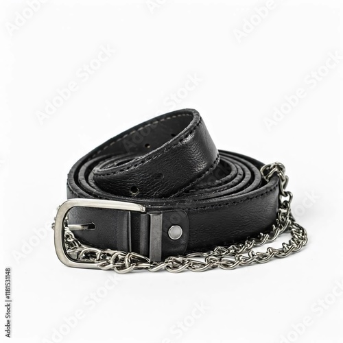 Black belt real image of leather. photo