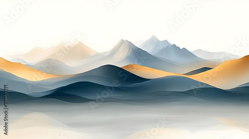 Golden & Blue Mountain Landscape