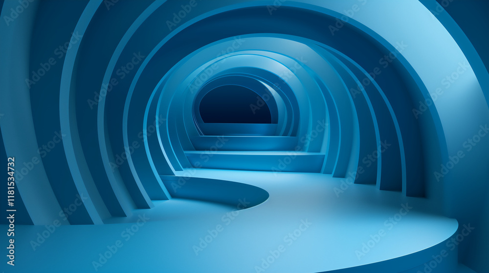Futuristic Blue Tunnel Architecture Illustration for Modern Design and Creative Background Concepts Futuristic Blue Tunnel Architecture Illustration for Modern Design and Creative Background Concepts