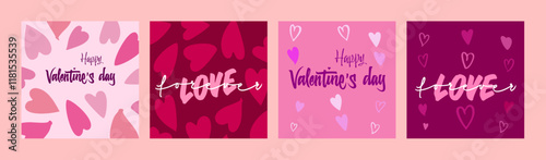 Valentine's day posts instagram template set for social networks. Vector mobile story and post wallpaper layout for promotion. Happy Valentine's Day greeting cards. 