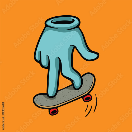 Finger skate cartoon vector illustration
