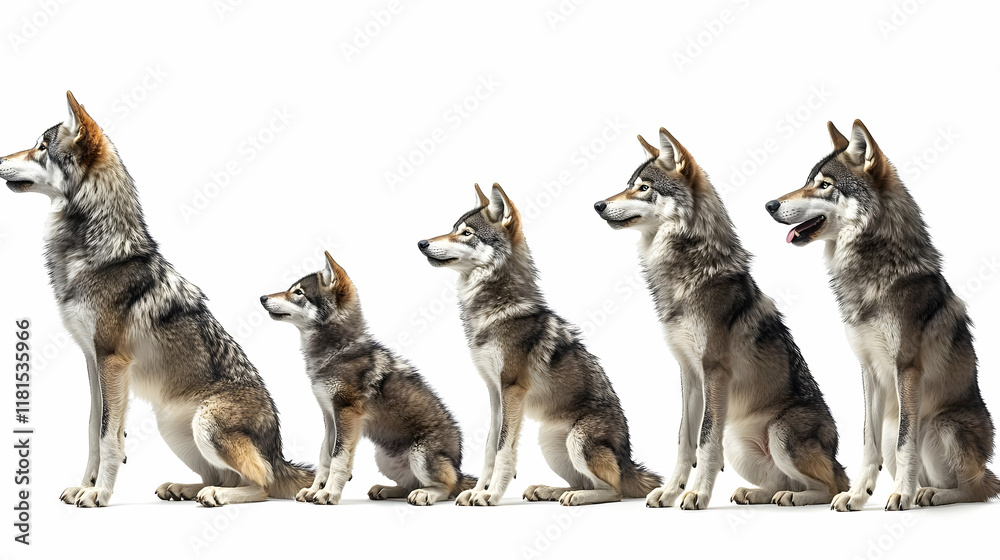 Obraz premium Wolf Pack Growth Stages: Pup to Adult