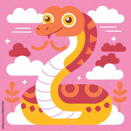 vector cute cartoon snake illustration. cartoon animal. snake character