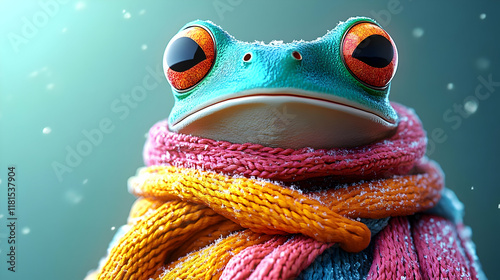 Frog Wears Colorful Scarf i...