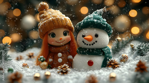 Christmas Doll and Snowman ...