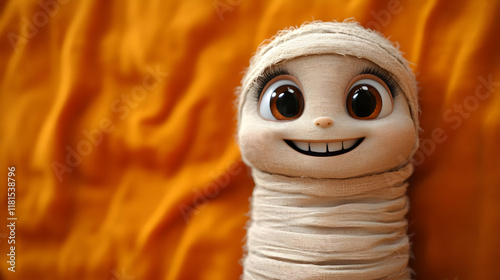 Cute Mummy Smiles on Orange...